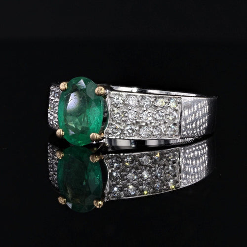 Bague 56 Bague émeraude diamants or blanc 58 Facettes 21-829
