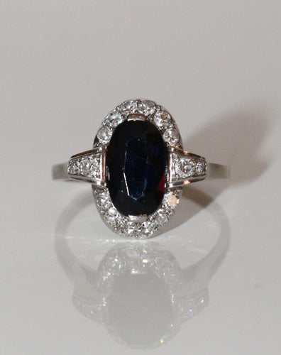 Bague 53 Bague Art Déco Saphir foncé Et Diamants 58 Facettes 538