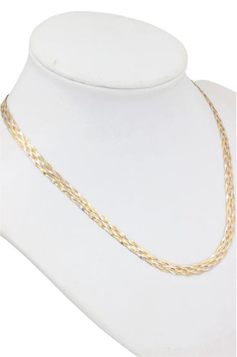 Collier COLLIER MAILLE PLATE TRESSÉE 3 ORS 58 Facettes 042941