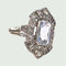 Bague 50 Sortija ART DECO 1930- 1935 de platino con diamantes y topacio azul 58 Facettes Q935A(900)