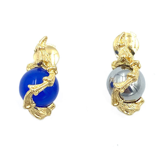Boucles d'oreilles GILBERT ALBERT. Boucles d’oreilles or et billes interchangeables 58 Facettes