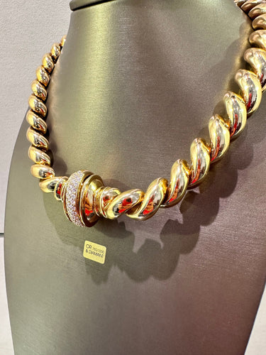 Collier PIAGET - COLLIER VINTAGE ARYCULE TORSADE OR JAUNE & DIAMANTS 58 Facettes RÉF