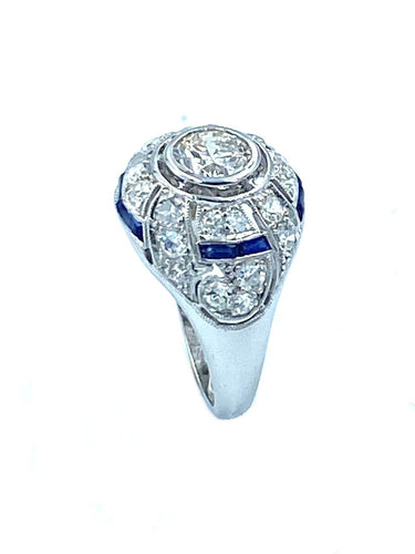 Bague Bague Art-Deco, diamants et saphirs calibrés 58 Facettes