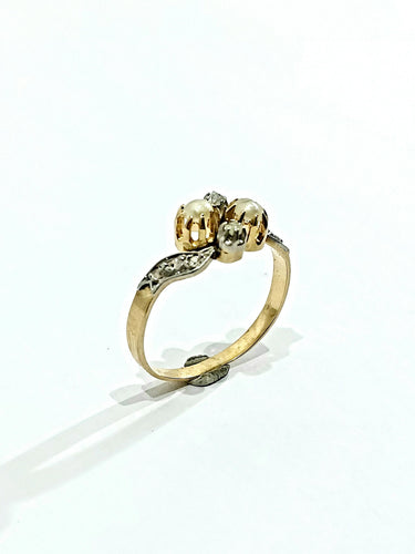 Bague 52.5 Bague Toi Et Moi Or Diamants Et Perles 58 Facettes 2308/1