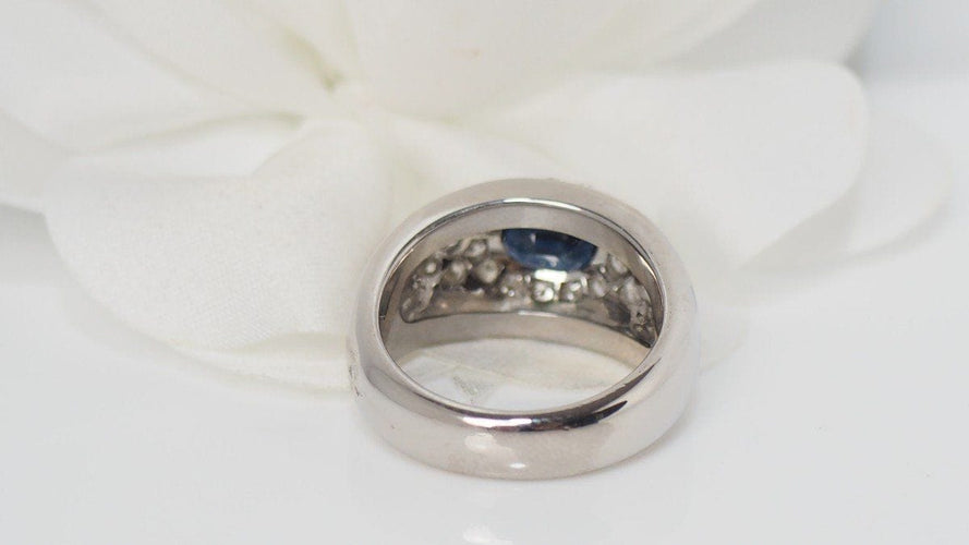 Bague 56 Bague Bandeau En Or Blanc, Saphir Et Diamants 58 Facettes 31468