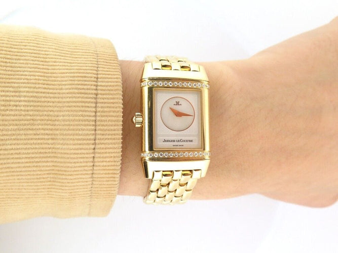 Montre montre jaeger lecoultre reverso duetto lady en or 18k & diamant 58 Facettes 257162