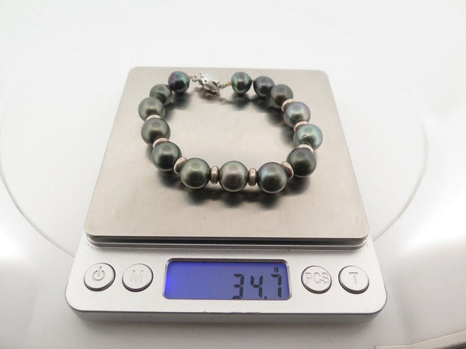 Bracelet bracelet 41 perles de tahiti tuamotu montees sur argent 20cm 58 Facettes 253784