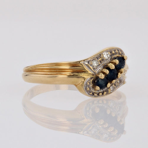 Bague 55 Bague d'occasion or jaune saphirs diamants 58 Facettes 14-066