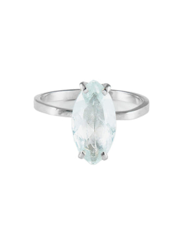 Bague 53 Bague Or Blanc Aigue-Marine 58 Facettes