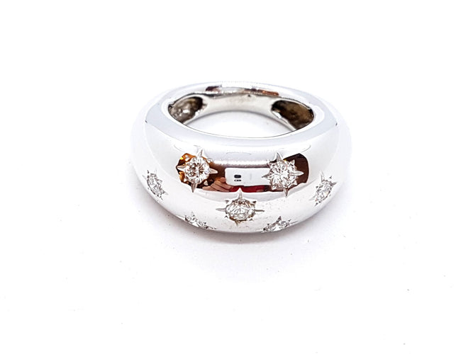 Bague 52 Bague Jonc Or blanc Diamant 58 Facettes 00707CN