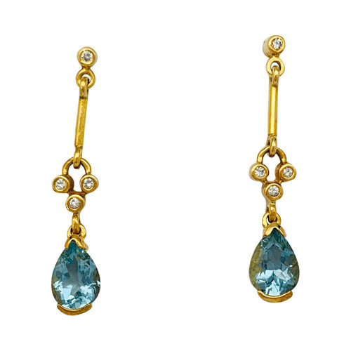 Boucles d'oreilles Boucles d'oreilles Stern, or jaune, aigues marines et diamants. 58 Facettes 31907