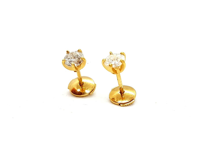 Boucles d'oreilles Boucles d'oreilles Puces Or jaune Diamant 58 Facettes 06429CD