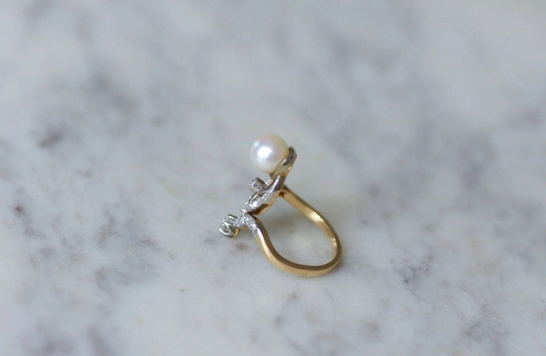 Bague Bague Duchesse diamants et perle 58 Facettes
