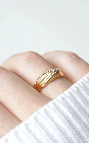 Bague Bague jonc or jaune et diamant 58 Facettes