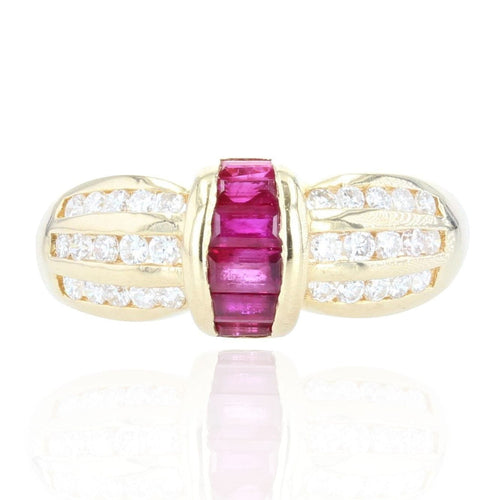 Bague 57 Bague jonc diamants rubis calibrés 58 Facettes 21-832