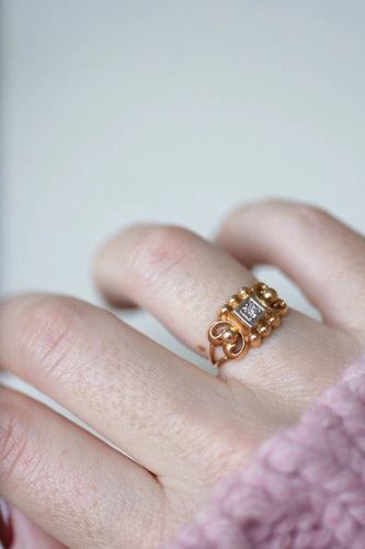Bague Bague retro or rose et diamant 58 Facettes