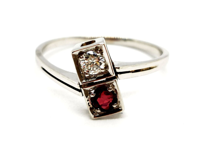 Bague 59 Bague Toi et Moi Or blanc Diamant 58 Facettes 1161984CD