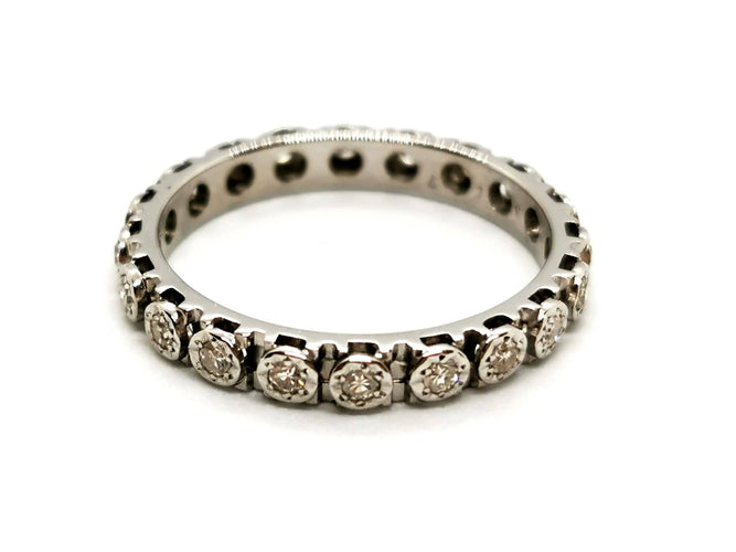 Bague 54 Bague Alliance Or blanc Diamant 58 Facettes 1350047CN