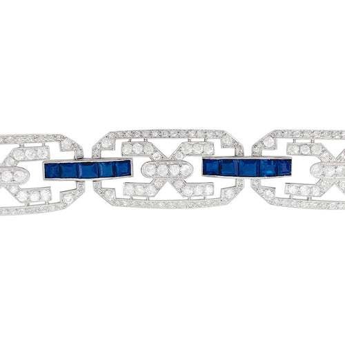 Bracelet Bracelet Art Déco en platine, diamants et saphirs. 58 Facettes 31165