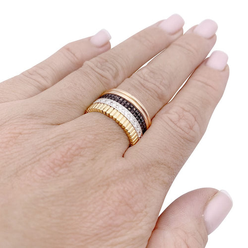 Bague 56 Bague Boucheron, "Quatre Classique Large", trois ors et diamants 58 Facettes 33407