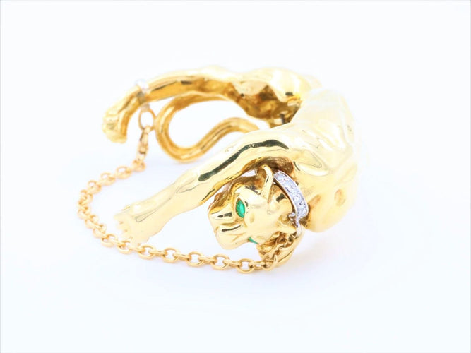 Bracelet Bracelet Panthère Or jaune Emeraude 58 Facettes 1480604CN
