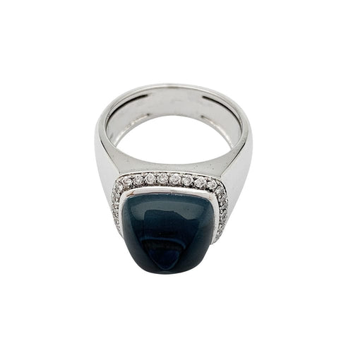 Bague 54 Bague Fred "Pain de sucre" en or blanc, topaze et diamants. 58 Facettes 30984