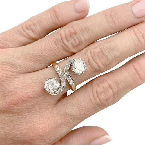 Bague 54 Bague ancienne "Toi & Moi". 58 Facettes 32027