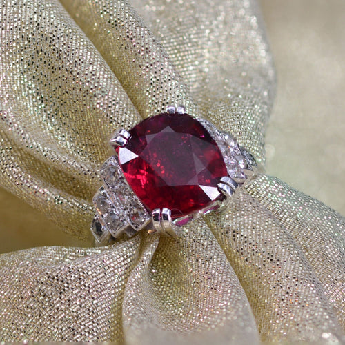 Bague 56 Bague tourmaline rubellite et diamants art déco 58 Facettes 22-492