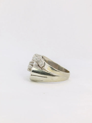 Bague 54 Bague tank Or blanc Platine Diamants 58 Facettes J162