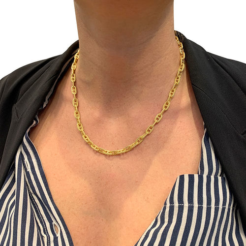 Collier Collier or jaune, maille marine. 58 Facettes 32025