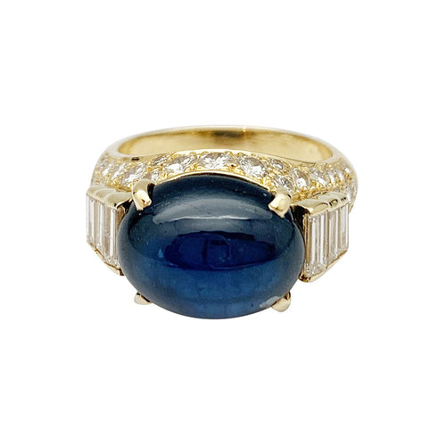 Bague 54 Bague saphir en or jaune et diamants. 58 Facettes 30727