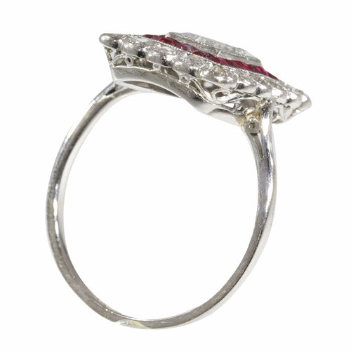 Bague 54 Bague de fiançailles Art Déco diamant rubis 58 Facettes 23249-0100