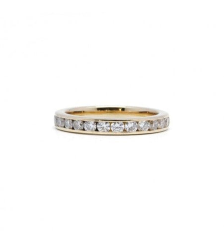 Bague 55 / Jaune / Or 750 Demi Alliance 12 Diamants 58 Facettes 210224R