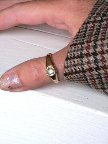 Bague Bague Jonc Solitaire vintage deux ors et diamant 58 Facettes