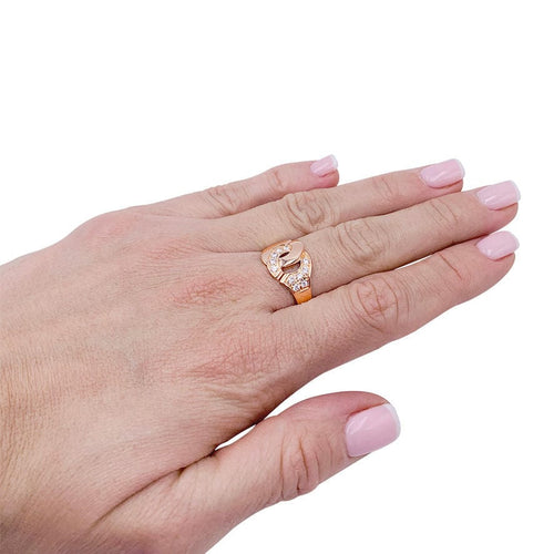 Bague 55 Bague Dinh Van, "Menottes R12", or rose, diamants. 58 Facettes 32391