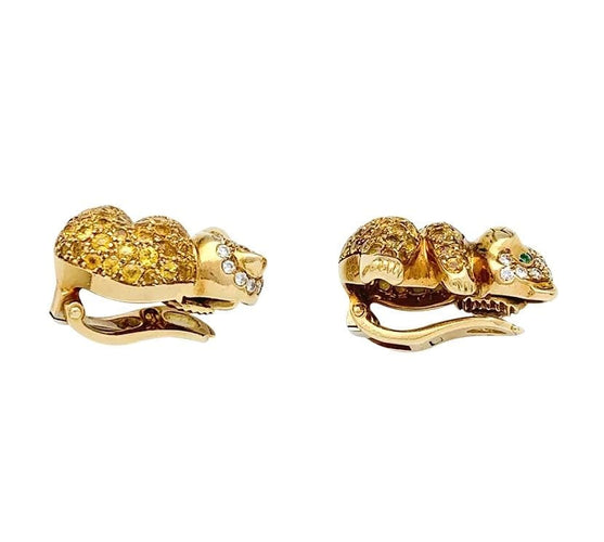 Boucles d'oreilles Boucles d'oreilles Van Cleef & Arpels, "Oursons", or jaune, diamants et saphirs. 58 Facettes 31391