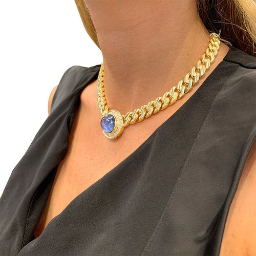Collier Collier Bulgari Vintage en or jaune, saphir et diamants. 58 Facettes 31795