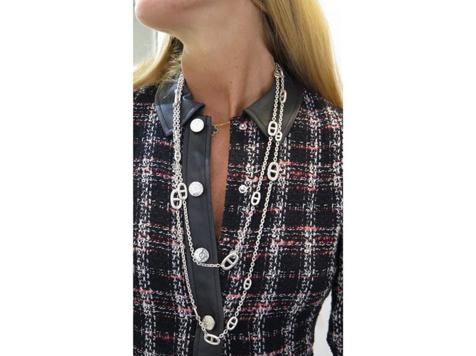 Collier collier HERMES sautoir farandole 160cm en argent 58 Facettes 255567