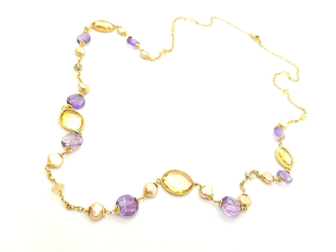 Collier Collier Sautoir Or jaune Citrine 58 Facettes 06600CD