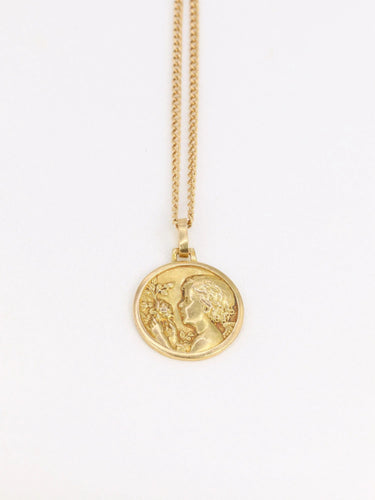 Pendentif Médaille ancienne en or figurant la fillette à la rose 58 Facettes 801