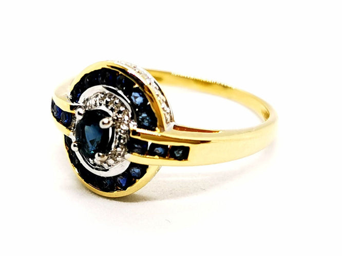 Bague 53 Bague Art déco Or jaune Saphir 58 Facettes 1292342CN