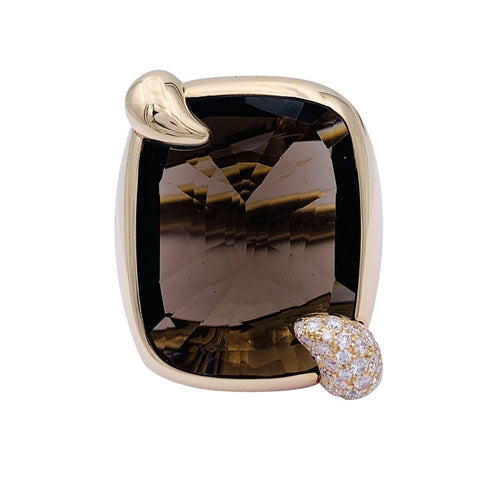 Bague 52 Bague Pomellato, "Ritratto", or rose, quartz fumé et diamants. 58 Facettes 33170