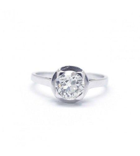 Bague 51 / Blanc/Gris / Platine 950 Bague Solitaire Diamant 1.10 Carats 58 Facettes 170092R