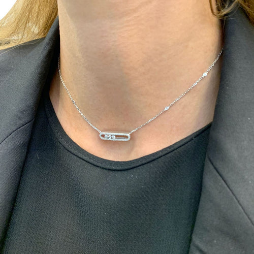 Collier Collier Messika, "Baby Move Pavé", or blanc diamants. 58 Facettes 33424