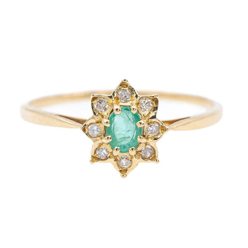 Bague 52 Bague Marguerite Or jaune Emeraude 58 Facettes 2301600CN
