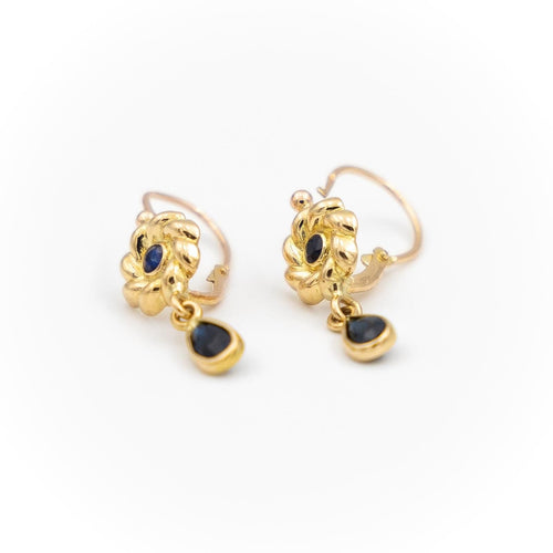 Boucles d'oreilles Boucles d'oreilles dormeuses Or jaune Saphir 58 Facettes 1883903CN