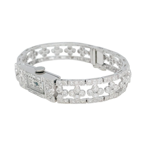 Montre Montre Art Déco en platine, or blanc et diamants. 58 Facettes 31334