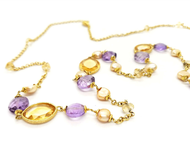 Collier Collier Sautoir Or jaune Citrine 58 Facettes 06600CD