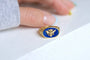 Bague Chevalière maçonnique aigle Russe à deux têtes en or et lapis-lazuli 58 Facettes