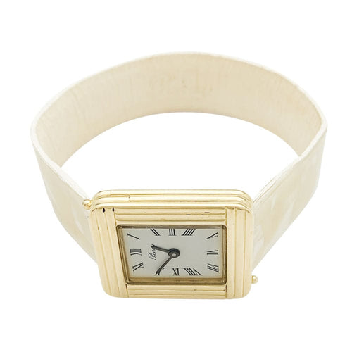 Montre Montre Poiray ,"Ma Première", en or jaune, bracelet cuir interchangeable. 58 Facettes 31885
